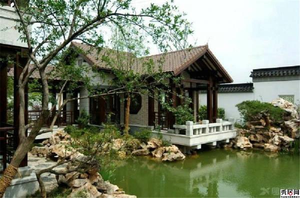 苏州杭州私人园林池塘景观造型设计图片 江南私家园林庭院鱼池鱼塘